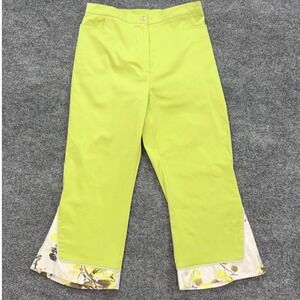 Vintage Sea Suns Capri Pants‎ Womens Small Lime Green Floral Hem Made USA 90s